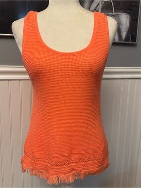 Lily Pulitzer Coral Acrylic Tank Top Sweater Fringe Colorful Size Medium